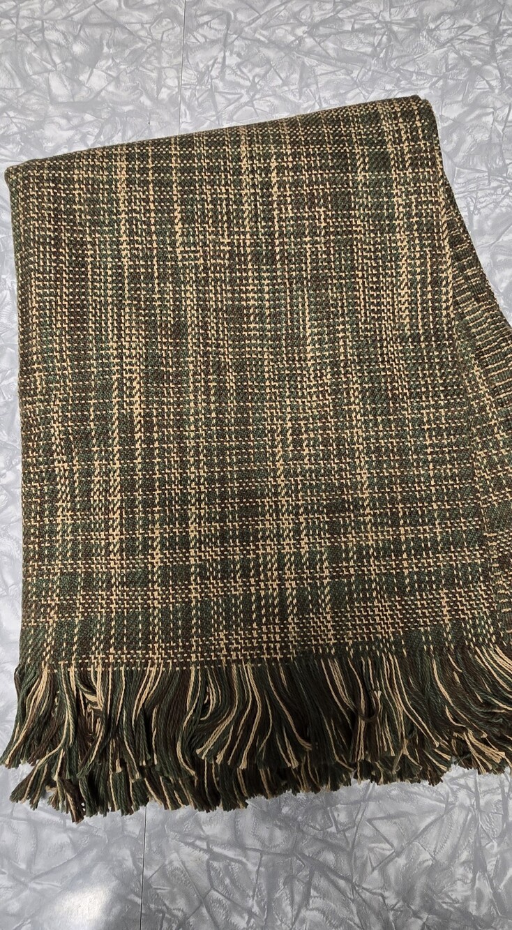 100% Cotton Earth Tone Throw Blanket, NWOT Made In USA